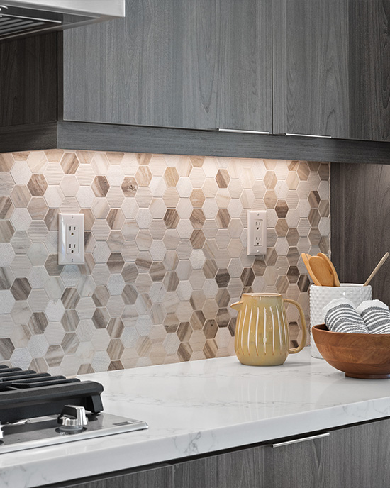 kitchen counters backsplash - The Aidan